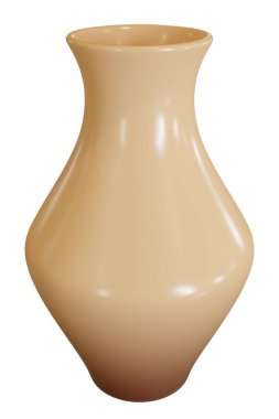 Beyaz arka planda kahverengi vazo. 3d oluşturma.