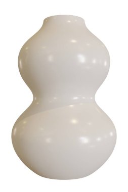 Beyaz arka planda beyaz vazo. 3d oluşturma.