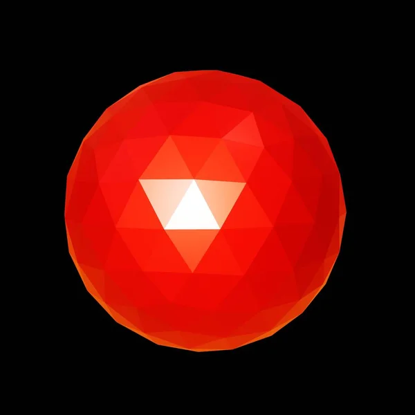 Red Geometric Ore Low Poly Rendering Decorative Ball — Stock Photo, Image