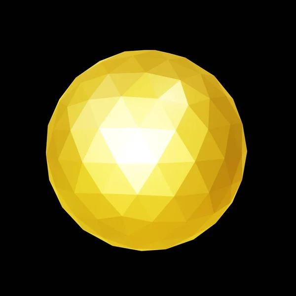 Yellow Geometric Ore Low Poly Rendering Decorative Ball —  Fotos de Stock