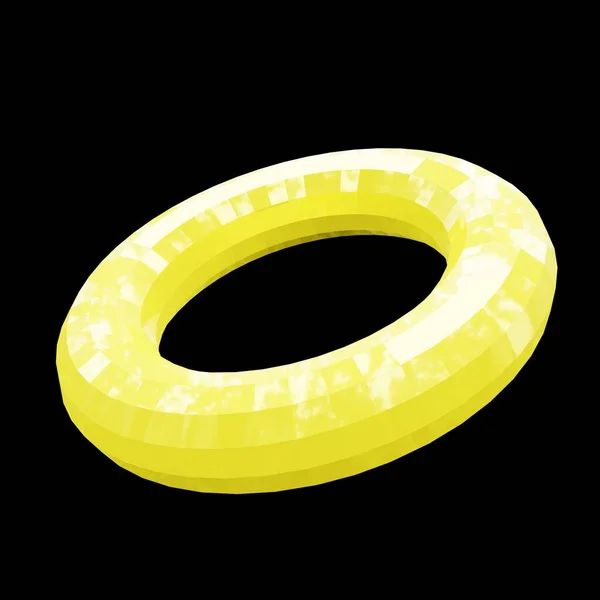 黄色环状低聚光玻璃 用于装饰底座 3D渲染 — 图库照片