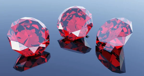 Ícone Diamantes Vermelhos Renderização — Fotografia de Stock