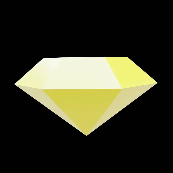 Diamant Jaune Faible Poly Rendu — Photo