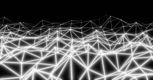 White lines and dots connecting technology and science style on black background. 3d rendering.