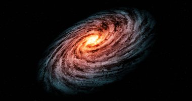 Güzel galaksi. Spiral galaksi, Samanyolu 'nun çizimi. 3D görüntüleme. Evrendeki galaksiler.