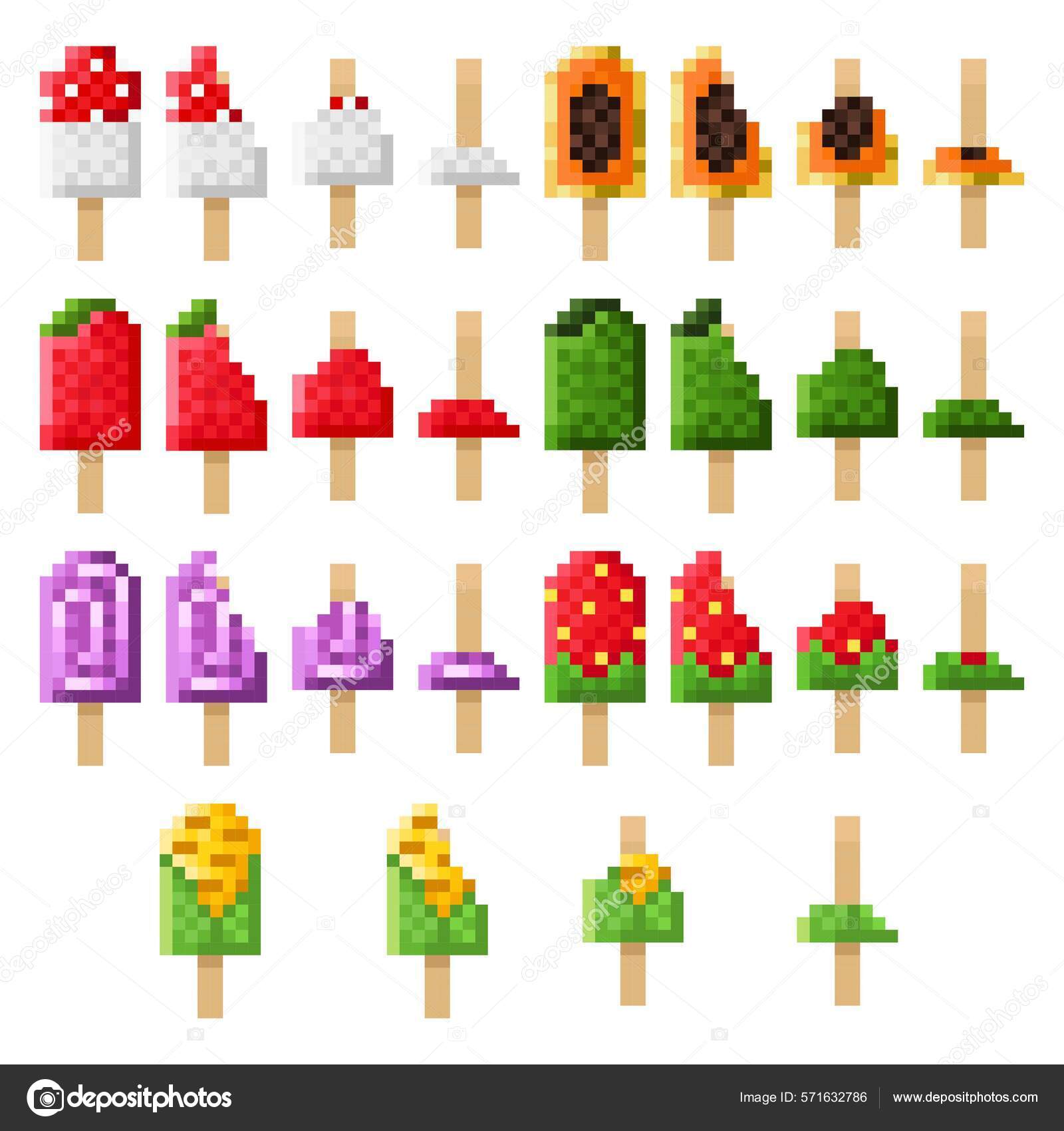 Menu de sorvete de pixel art, ícone vetorial de menu de papel