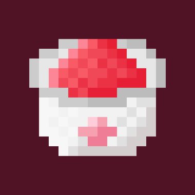 Çilekli dondurma kupası pikseli. Vektör illüstrasyonu.