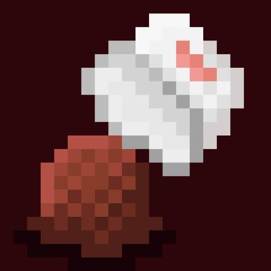 Çikolatalı dondurma kabı piksele dökülmüş. Vektör illüstrasyonu.