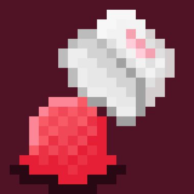 Çilekli dondurma fincanı piksele dökülmüş. Vektör illüstrasyonu.