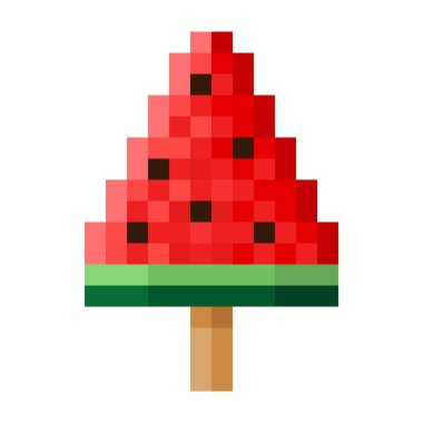 Karpuzlu dondurma piksel sanatı. Vektör illüstrasyonu.