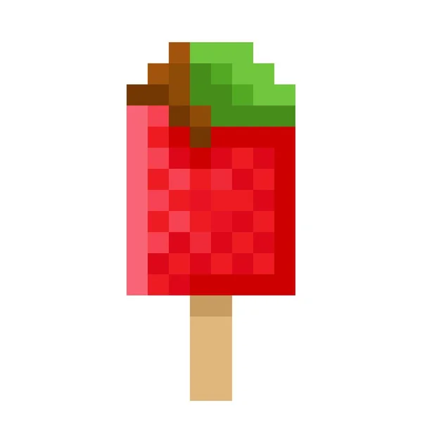 Apple Ice Cream Stick Pixel Art Vector Illustration — Stock Vector