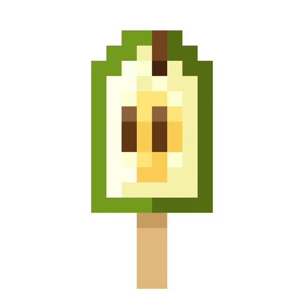 Manzana Diapositivas Helado Stick Pixel Art Ilustración Vectorial — Vector de stock