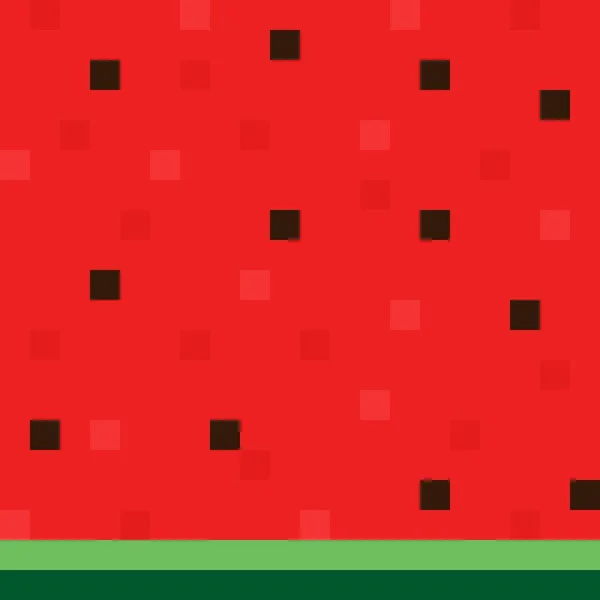 Watermeloen Patroon Achtergrond Pixel Kunst Vectorillustratie — Stockvector