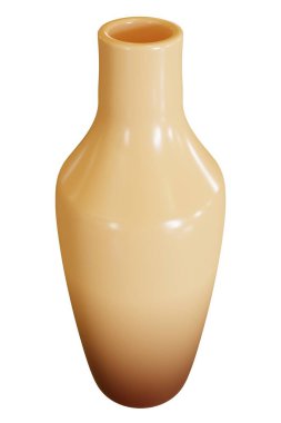 Beyaz arka planda kahverengi vazo. 3d oluşturma.