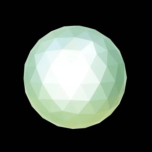 Minerale Geometrico Verde Poli Basso Rendering Palla Decorativa — Foto Stock