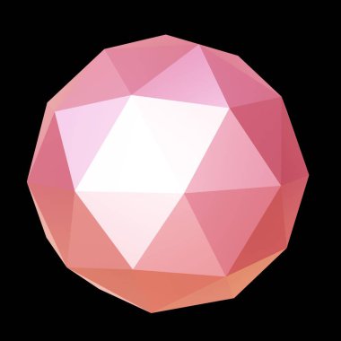 Pink and orange geometric ore, low poly. 3d rendering. Decorative ball.