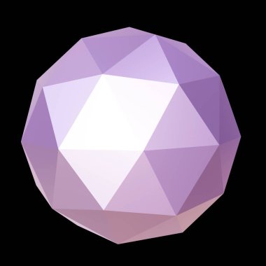 Mor pastel geometrik cevher, düşük polimerli. 3D görüntüleme. Dekoratif top.