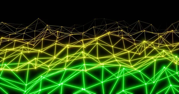 Líneas Puntos Amarillos Verdes Que Conectan Tecnología Estilo Científico Sobre — Foto de Stock