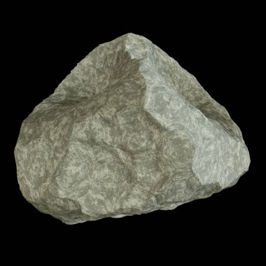 Siyah arka planda gerçekçi bir taş. 3d oluşturma.