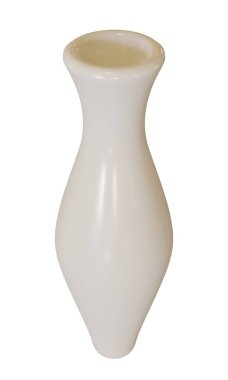 Beyaz arka planda beyaz vazo. 3d oluşturma.