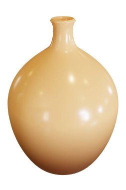 Beyaz arka planda kahverengi vazo. 3d oluşturma.