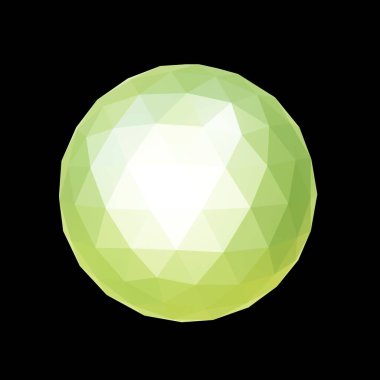 Yeşil geometrik cevher, düşük polimerli. 3D görüntüleme. Dekoratif top.