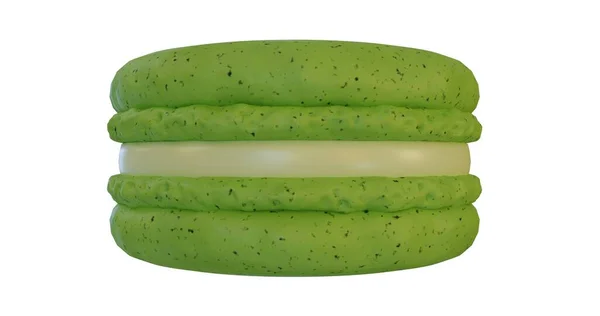 Green Tea Macaron Side Picture Rendering — Stock Photo, Image