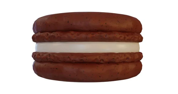 Chocolate Macaron Side Picture Rendering — Stock Photo, Image