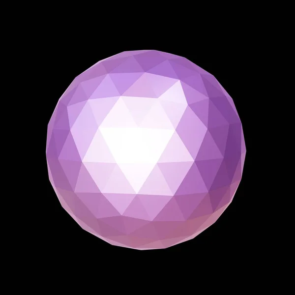 Mineral Geométrico Púrpura Poli Bajo Renderizado Bola Decorativa — Foto de Stock