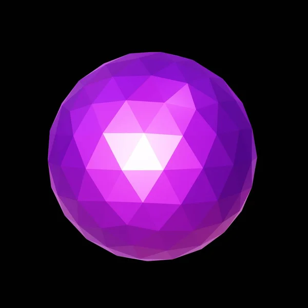 Purple Geometric Ore Low Poly Rendering Decorative Ball — Stock Photo, Image