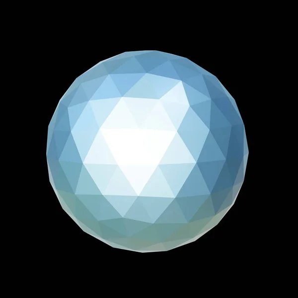 Голубая Геометрическая Руда Низкая Поли Рендеринг Декоративный Мяч — стоковое фото
