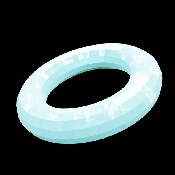 Niebieski Pierścień Niski Poli Szkła Dekoracji Tła Renderowanie — Zdjęcie stockowe