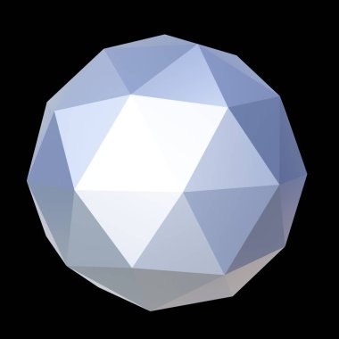 Mavi pastel geometrik cevher, düşük polimerli. 3D görüntüleme. Dekoratif top.