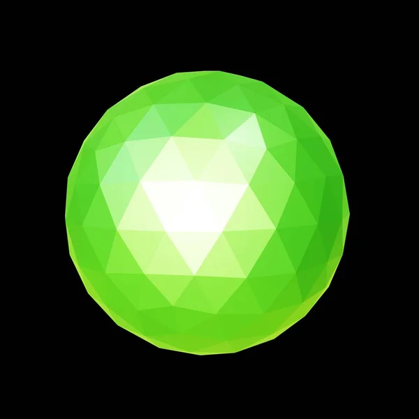 Зелена Геометрична Руда Низький Полімер Візуалізація Декоративна Кулька — стокове фото
