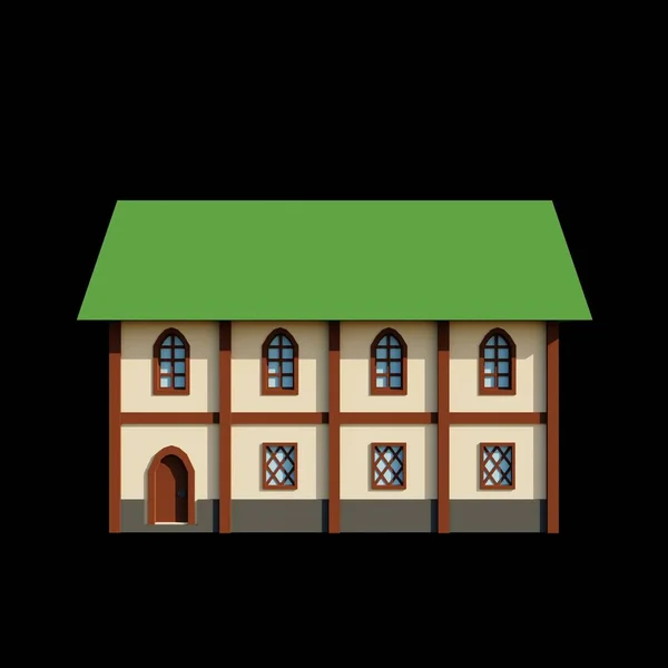 中世の家や中世の建物の3Dレンダリング 幻想的な建物イラスト — ストック写真
