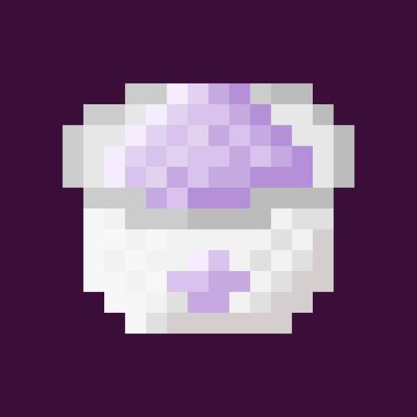 Üzümlü dondurma bardağı pikseli. Vektör illüstrasyonu.