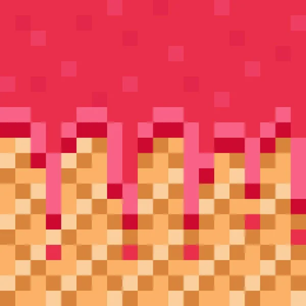 Strawberry Coated Wafers Seamless Pattern Pixel Art Vector Background — 图库矢量图片