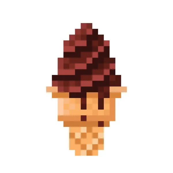 Chocolate Helado Cono Pixel Art Ilustración Vectorial — Vector de stock