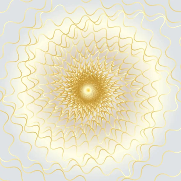 Distorted Abstract Lines Wireframe Tunnel Gold Wave Spiral Twists Wavy — Vector de stock