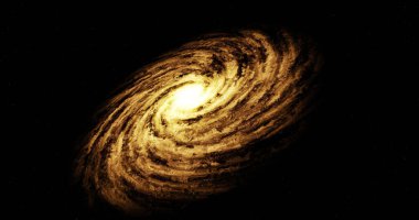 Güzel galaksi. Spiral galaksi, Samanyolu 'nun çizimi. 3D görüntüleme. Evrendeki galaksiler.