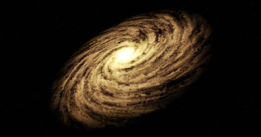 Güzel galaksi. Spiral galaksi, Samanyolu 'nun çizimi. 3D görüntüleme. Evrendeki galaksiler.