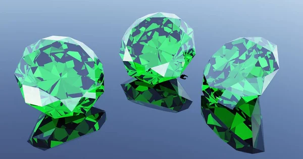 Green Diamond Icon Rendering — 图库照片