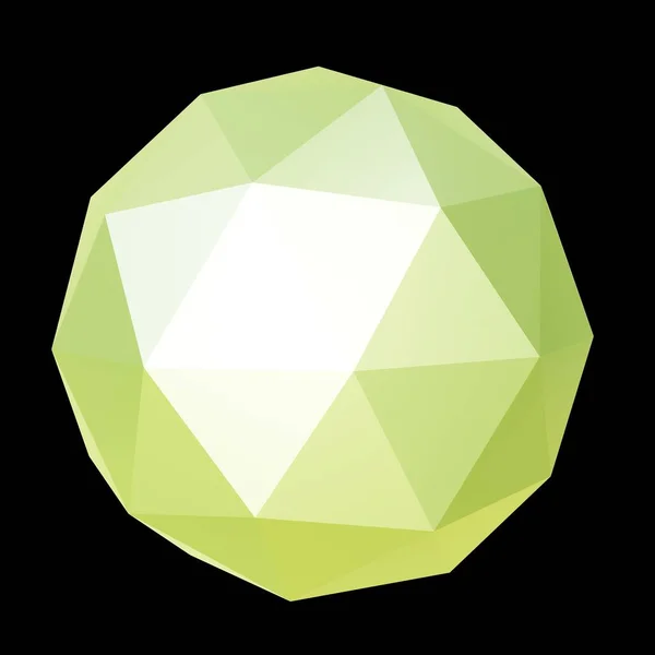Grön Geometrisk Malm Låg Poly Återgivning Dekorativ Boll — Stockfoto