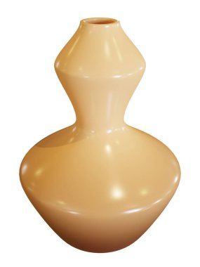 Beyaz arka planda kahverengi vazo. 3d oluşturma.