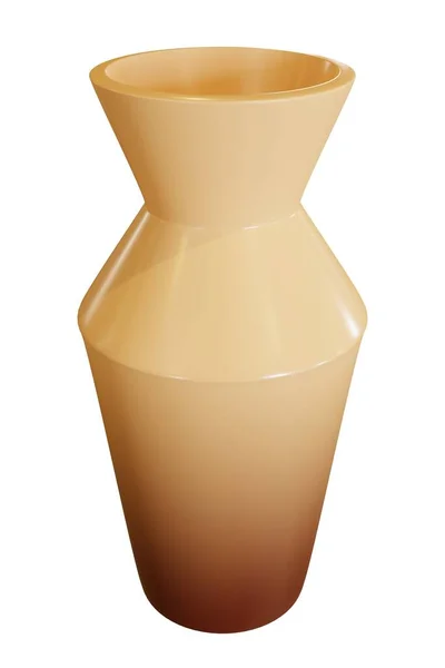白色底座上的褐色花瓶 3D渲染 — 图库照片