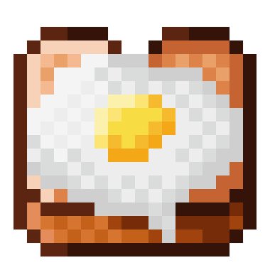 Dilimlenmiş yumurtalı ekmek pikseli. Vektör illüstrasyonu.