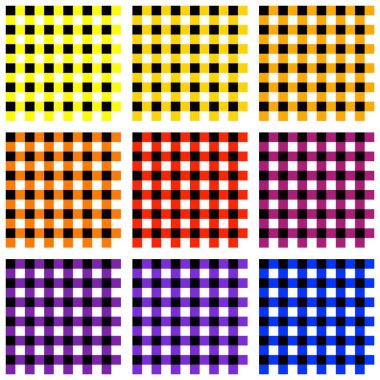 Renkli retro ekoseli desensiz desen koleksiyonu. Vektör illüstrasyonu.