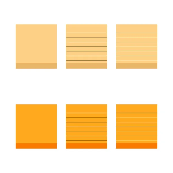 Orange Square Paper Reminders Set Vector Illustration — Stok Vektör