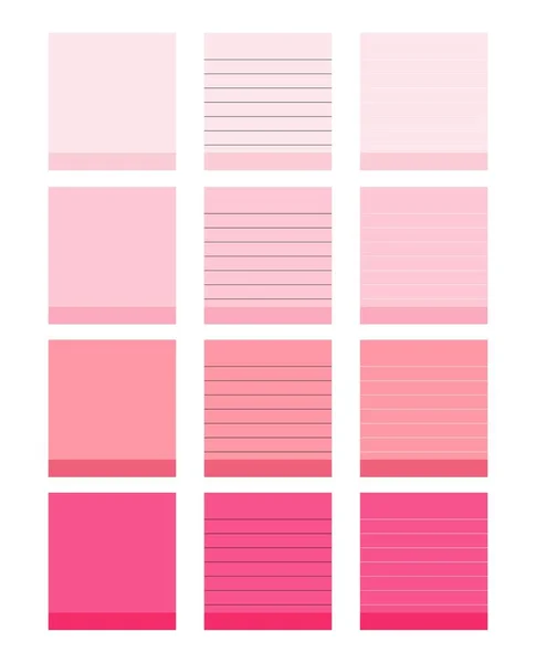 Pink Square Paper Reminders Set Vector Illustration — Stok Vektör