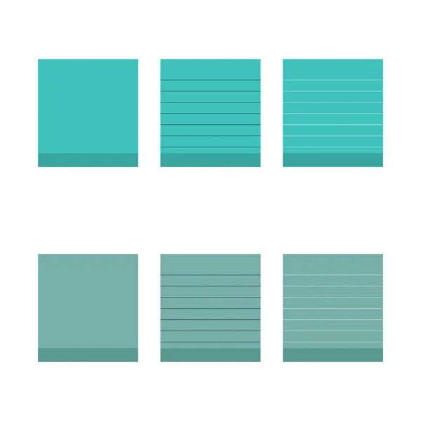 Green Square Paper Reminders Set Vector Illustration — Vector de stock